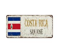 WoGuangis Plaque en aluminium du Costa Rica avec drapeau national du Costa Rica San Jose City - Cadeau souvenir de campagne rétro - Plaque murale pour salon - 30,5 x 15,2 cm - Cadeau de pendaison de