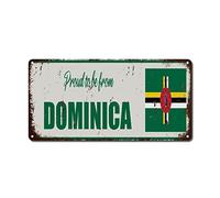 WoGuangis Plaque en métal avec drapeau de la Dominique « Proud to Be from Dominica » - Symbole national - Cadeau patriotique - Peinture en fer - 30,5 x 15,2 cm