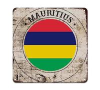 WoGuangis Plaque en métal avec drapeau de l'île Maurice - Cadeau souvenir rétro - Décoration murale - Cadeau de voyage - Pour salon, chambre à coucher - 30,5 x 30,5 cm