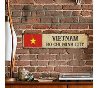 WoGuangis Plaque en métal avec drapeau du Vietnam - Souvenir de ville - Homme - Souvenir de campagne - Cadeau national vintage - Décoration d'intérieur - Pour buanderie et salon - 30,5 x 7,6 cm