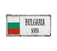 WoGuangis Plaque en métal Bulgarie - Drapeau national de la Bulgarie - Cadeau souvenir de campagne - Vintage - 30,5 x 15,2 cm - Cadeau de pendaison de crémaillère