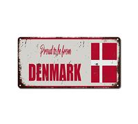 WoGuangis Plaque en métal Danemark avec peinture en fer - Cadeau souvenir de pays - Panneau en aluminium « Proud to Be from Danemark » - 30,5 x 15,2 cm
