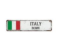 WoGuangis Plaque en métal de Rome - Peinture en fer - Italie - Souvenir de la ville - Cadeau pour les amateurs de voyage - Plaque en métal - Plaque en métal - Drapeau national - Pour salon, cuisine,
