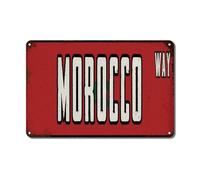 WoGuangis Plaque en métal du Maroc - Drapeau du Maroc - Vintage - Coloré - Rétro - Plaque en métal souvenir de pays pour salon, cuisine, porche - 30,5 x 20,3 cm - Cadeau de pendaison de crémaillère