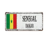 WoGuangis Plaque en métal du Sénégal - Drapeau national du Sénégal - Cadeau souvenir de campagne - Rétro - Pour le salon - 30,5 x 15,2 cm - Cadeau de pendaison de crémaillère