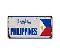 WoGuangis Plaque en métal Philippines avec inscription « Proud to Be from Philippines » - Style rétro français - Pour extérieur, bureau, magasin, bar, garage - 30,5 x 15,2 cm