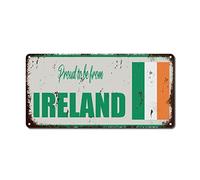 WoGuangis Plaque en métal souvenir de pays de l'Irlande avec inscription « Proud to Be from Ireland » - Cadeau de voyage rétro - 30,5 x 15,2 cm - Cadeau de pendaison de crémaillère