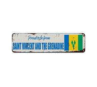 WoGuangis Plaque en métal souvenir de Saint Vincent et la Grenadine - Cadeau de voyage rétro - 30,5 x 7,6 cm