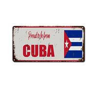 WoGuangis Plaque en métal souvenir du pays Cuba Proud to Be from Cuba - Cadeau de voyage - Peinture en fer - 30,5 x 15,2 cm - Cadeau de pendaison de crémaillère