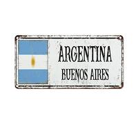 WoGuangis Plaque murale en métal avec drapeau de l'Argentine Buenos Aires - Décoration murale rétro - Plaque de drapeau national de la ville - Cadeau de voyage pour pub, café, club - 30,5 x 15,2 cm