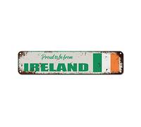 WoGuangis Plaque murale en métal avec drapeau de l'Irlande « Proud to Be from Irlande » - Symbole national patriotique - Cadeau vintage en métal - 45,7 x 10,2 cm - Cadeau de pendaison de crémaillère