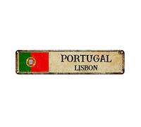 WoGuangis Plaque murale en métal avec drapeau du Portugal - Souvenir de la ville de Lisbonne - Cadeau souvenir de pays - Drapeau national vintage - Pour porche d'entrée, chambre à coucher - 45,7 x