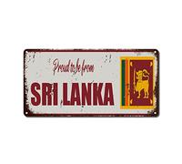 WoGuangis Plaque murale en métal avec drapeau du Sri Lanka « Proud to Be from Sri Lanka » - Symbole national - Cadeau patriotique - Décoration murale rétro - 30,5 x 15,2 cm