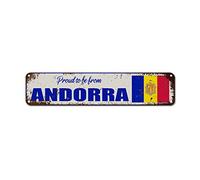 WoGuangis Plaque murale en métal souvenir du pays d'Andorre avec inscription « Proud to Be from Andorra » - Cadeau de voyage vintage - 45,7 x 10,2 cm - Cadeau d'anniversaire pour patriotique