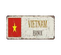 WoGuangis Plaque murale en métal Vietnam City - Drapeau du pays du Vietnam - Vintage - Cadeau de voyage - Souvenir - Pour pub, restaurant, café, club - 30,5 x 15,2 cm