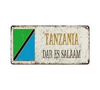 WoGuangis Plaque murale en métal vintage avec drapeau de la Tanzanie - Cadeau de voyage pour pub, restaurant, café, club - 30,5 x 15,2 cm