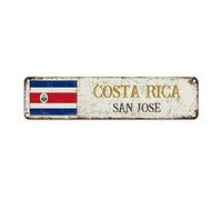 WoGuangis Plaque rétro à suspendre en métal avec drapeau du Costa Rica - Souvenir de la ville - En aluminium de qualité - Pour salon, cuisine, porche - 30,5 x 7,6 cm