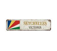 WoGuangis Seychelles Souvenir rétro en aluminium - Panneau en aluminium - Drapeau de pays - Plaque en métal de qualité supérieure pour porche d'entrée, chambre à coucher - 30,5 x 7,6 cm