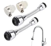 Wohlstand 2 pièces Aérateur de Robinet Flexible, Robinet Pulvérisateur Extension, Aérateur de Robinet Pivotant à 360°, pour la plupart des robinets de cuisine et de salle de bain (2 modes)