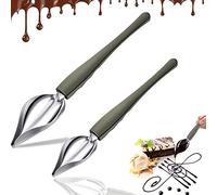 Wohlstand 2 Pièces Cuillères de Décoration Cuillères à Dessert Décoratif Cuillère à Chocolat Gâteau en Acier Inoxy Cuillère à Crayons avec Bec Effilé pour Décoration de Gâteaux Sushi Cuisson Dessert