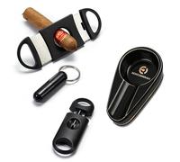 Wohlstand 3 pièces Ciseaux Coupe Cigare,Couteau de Cigare Inoxydable,Coupe-cigares Double Lame,accessoires pour cigare,Coupe-cigare pour la plupart des cigares avec cendrier à cigares