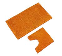 WohnDirect Lot de 2 Tapis de Bain 50x80+45x45 Orange avec WC | Duo bien pensé avec découpe pour les toilettes - crée un ensemble harmonieux dans la salle d'eau
