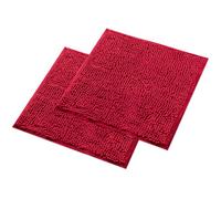 WohnDirect Lot de 2 tapis de bain - Rouge - 45 x 45 cm - Antidérapant et lavable - Tapis de salle de bain, tapis de WC