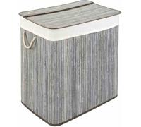 WohnDirect Panier à linge avec couvercle BAMBOO Gris lavé 150 L L-61cm x H-61cm x P-40cm