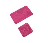 WohnDirect Set de Tapis de Bain - Tapis de WC (45x45cm), Tapis de Bain (50x80cm) - antidérapant Lavable Tapis de Salle de Bain sans découpe WC - Rose
