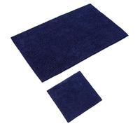 WohnDirect Tapis de Bain 2 pièces sans décolleté • antidérapant et Lavable en Machine • sans Encolure pour WC - Bleu FONCÉ