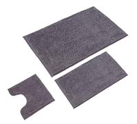 WohnDirect Tapis de Bain 3 pièces sans décolleté • antidérapant et Lavable en Machine • sans Encolure pour WC - Gris