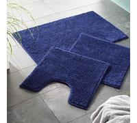 WohnDirect Tapis de Bain 70 x 120 cm - Bleu Foncé - Antidérapant, Absorbant et Doux - Sets modulables Tapis Salle de Bain