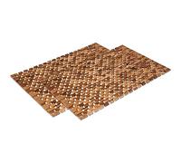 WohnDirect Tapis de Bain antidérapant en Bois, Lot de 2, 60x100 - Tapis en Bois Durable et résistant pour Salle de Bain, Sauna et Spa - Tapis de Douche 100% Acacia