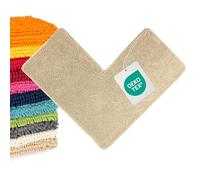 WohnDirect Tapis de bain en L pour douche d'angle Beige - Tapis de bain d'angle (Dimensions des côtés 100x100 cm) - Tapis de bain doux à poils longs pour angle, 50 cm de largeur (Expédié depuis
