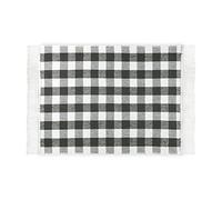 WohnDirect Tapis de Cuisine à Carreaux 50 x 75 cm Anthracite pour la Cuisine, Le Couloir, Le Salon - Tapis de Cuisine Lavable en Machine - Tapis en 100% Coton avec des Franges ludiques