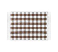 WohnDirect Tapis de Cuisine à Carreaux 50 x 75 cm Marron - Lavable en Machine - 100% Coton avec Franges Ludiques pour la Cuisine, l'Entree, Le Salon