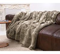 Wohnen & Accessoires GmbH & Co. KG XXL Couverture en Fourrure, Fausse Fourrure d’Ours Gris-Beige 150x200cm - 260x300cm ou Oreiller (Couverture 260x300cm)