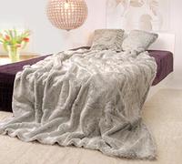 Wohnen & Accessoires Grande Couverture en Fausse Fourrure Argent Fausse Fourrure Renard en différentes Tailles (Couvre-lit 240x260cm)
