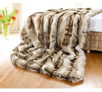 Wohnen & Accessoires Très Grande Couverture Couverture en Fourrure, Couvre-lit, Fausse Fourrure Loup Gris/Marron (Couvre-lit 260x300cm)