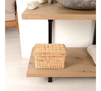 wohnfreuden Boîte de rangement rectangulaire avec couvercle en jacinthe d'eau - Panier de rangement tressé - Étagère de salle de bain - Taille S