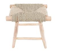 wohnfreuden Tabouret en teck en jonc de mer