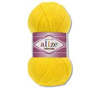 Wohnkult Alize 100 g Coton Gold Premium Laine de 59 Sommerwolle pour tricot et amigurumi (110 | Jaune soleil)