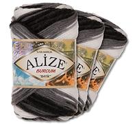 Wohnkult Alize 3 x 100 g Burcum Batik Laine Premium 100% Acrylique 29 Couleurs Accents Dégradés (4428)