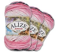 Wohnkult Alize 3 x 100 g Burcum Batik Premium Laine 100% Acryl 29 Couleurs Dégradé Accents (1602)