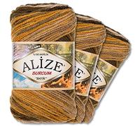 Wohnkult Alize 3 x 100g Burcum Batik laine Premium 100% acrylique 29 couleurs dégradé de couleurs accents (5850)