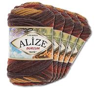 Wohnkult Alize 5 x 100 g Burcum Batik Premium Laine 100% Acrylique | 29 Couleurs Dégradé Accents Accessoire Crochet Tricot Vêtements (3379)