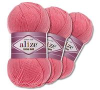 Wohnkult Alize Lot de 3 pelotes de 100 g de laine Cotton Gold Premium 59 couleurs Laine d'été pour tricot et amigurumi Laine pour toute l'année (33 | Candypink)