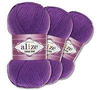 Wohnkult Alize - Lot de 3 pelotes de laine d'été de qualité supérieure - 100 g - 59 couleurs - Amigurumi - Pour toutes les saisons - Violet