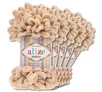 Wohnkult Alize Lot de 5 pelotes de laine bouclée - 100 g - Chenille - À boucles - Pour crochet et tricot - Sans outil - Accessoires pour vêtements et couvertures - 310 - Miel