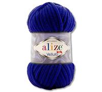 Wohnkult Alize Velluto 100 g de laine en 30 choix (360 - Bleu foncé)